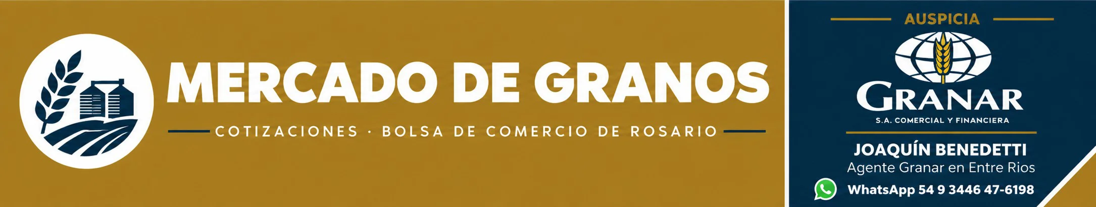 Auspicio Granar — Joaquín Benedetti, Agente Granar en Entre Ríos. WhatsApp 54 9 3446 47-6198